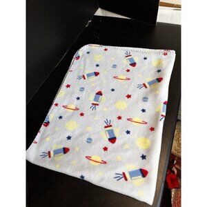 Circo Fleece Baby Blanket Rockets Spaceships Space Planets stars Boy Blue‎ RARE